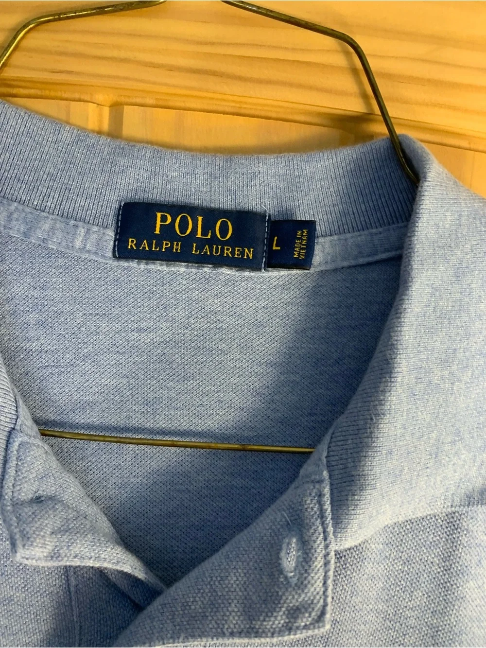 Polo Ralph Lauren Mens Large Light Blue Short Sleeve Pique Polo Yellow Pony